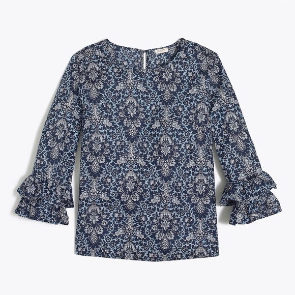 J. Crew Double Ruffle Sleeve Top - Picture 2 of 8